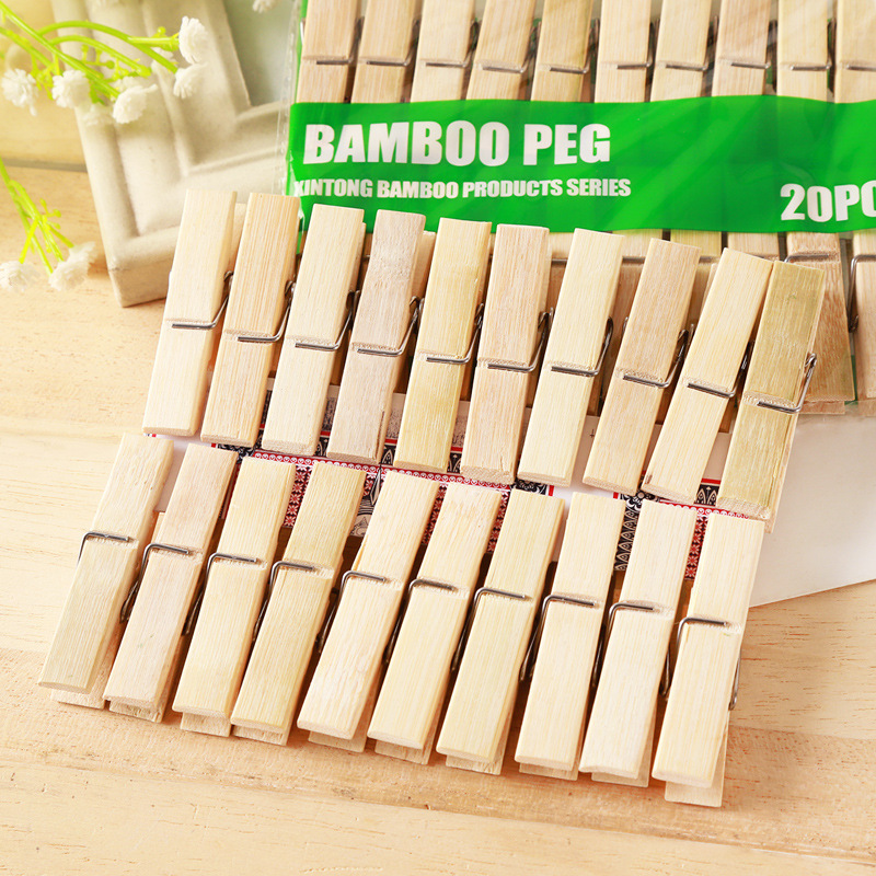 Woodworking Z Clips - 20 buah penjepit baju bambu alami
