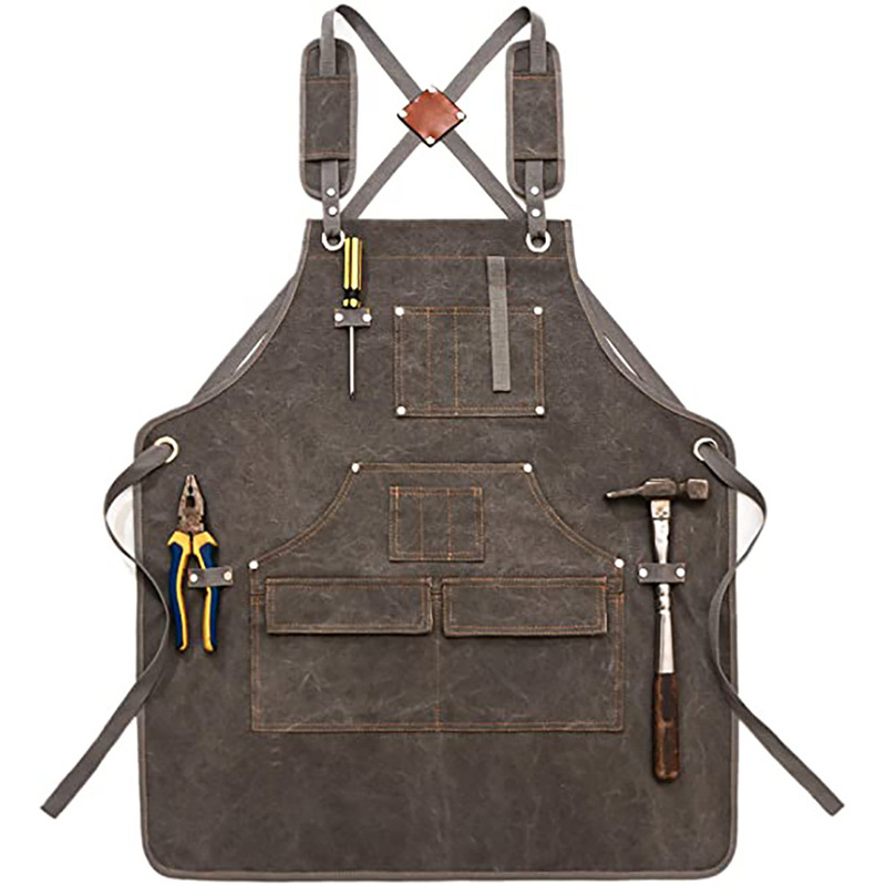 Woodworking Overalls - Apron Kanvas Tebal Sederhana dengan Logo