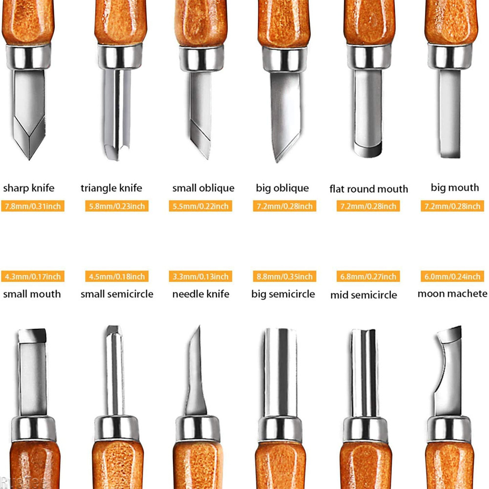 Woodworking Knife - 12 Buah Set Alat Ukir Kayu