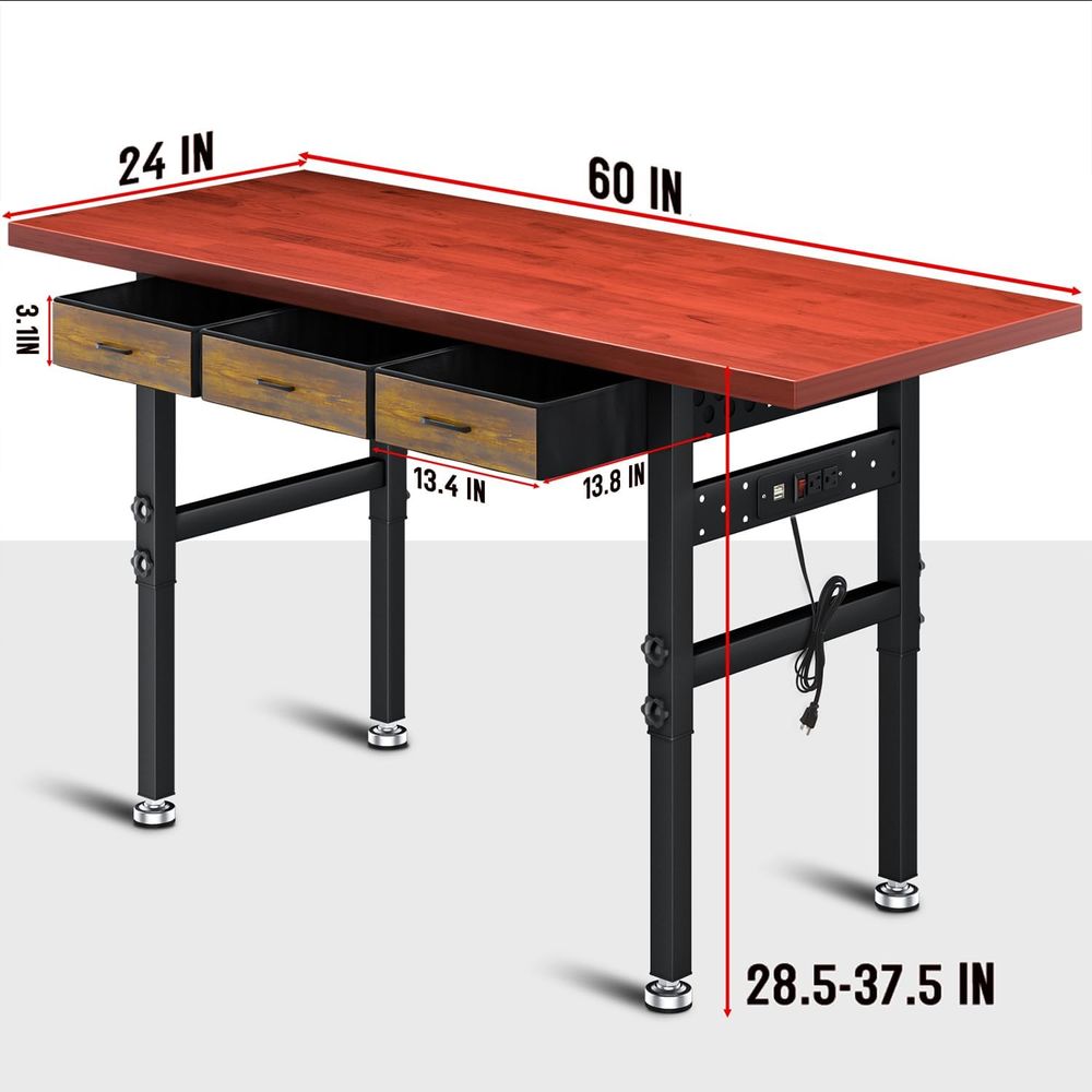 Meja Kerja dengan Tinggi yang  - Woodworking Workbench ulasan dan harga